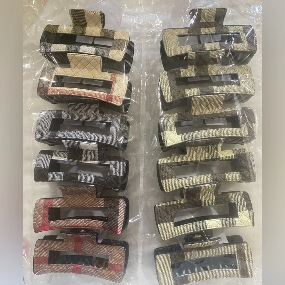 Stylish Plaid Hair Clips in Neutral Tones to Choose From $7ea or 3 for $15 - Picture 2 of 5